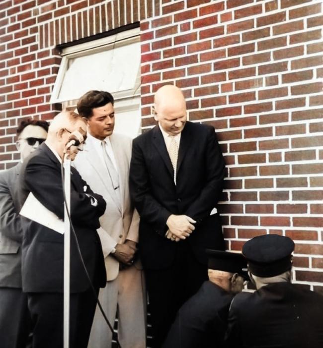 Masons, Firemen and Governor laying the Corner Stone 1961,  Otwell & Robert Goldsborough